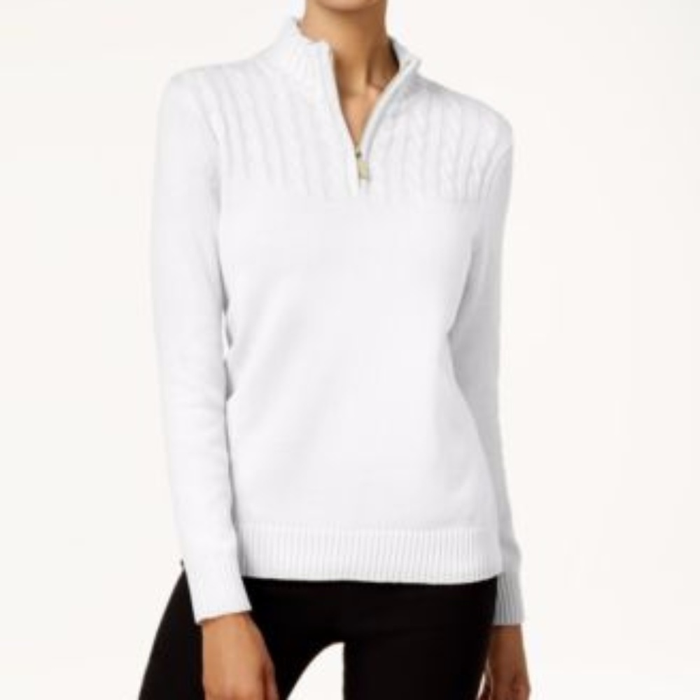 Karen Scott Cotton Zip-Up Sweater New Red Amore L